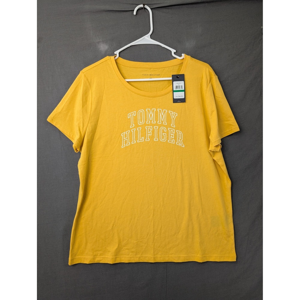 Tommy Hilfiger Womens Collegiate Logo‎ Graphic T-Shirt Yellow Large